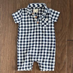 Me & Henry Linen Checked Romper